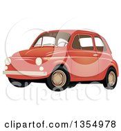 Clipart Of A Retro Compact Orange Car Royalty Free Vector Illustration