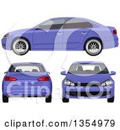 Poster, Art Print Of Purple Sedan Car Shown At Three Different Angles
