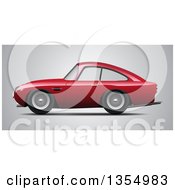Poster, Art Print Of Retro Red Sports Car On Gray
