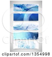 Poster, Art Print Of Blue Geometric Website Banner Headers Over Gray