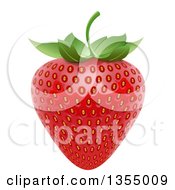 Poster, Art Print Of 3d Ripe Red Strawbery And Leaf