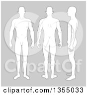 Clipart Of A Male Body Shown In Three Poses On Gray Royalty Free Vector Illustration