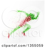 Clipart Of A Green And Red Dispersing Sprinter Athlete On White Royalty Free Vector Illustration