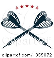 Clipart Of Crossed Throwing Darts Under Stars Royalty Free Vector Illustration