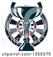 Clipart Of A Trophy Cup Over A Dart Board Royalty Free Vector Illustration