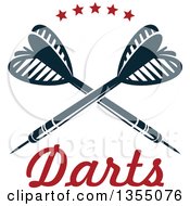 Clipart Of Crossed Throwing Darts Under Stars With Text Royalty Free Vector Illustration