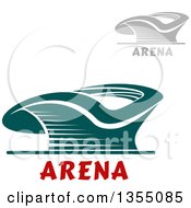 Poster, Art Print Of Gray And Teal Sports Stadium Arena Buildings With Text