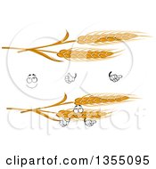 Clipart Of A Cartoon Face Hands And Golden Wheat Royalty Free Vector Illustration