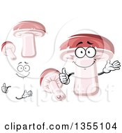 Clipart Of A Cartoon Face Hands And King Bolete Mushrooms Royalty Free Vector Illustration