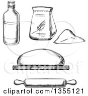 Poster, Art Print Of Black And White Sketched Baking Supplies