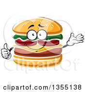 Clipart Of A Cartoon Cheeseburger Character Royalty Free Vector Illustration