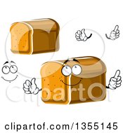Poster, Art Print Of Cartoon Face Hands And Loaves Of Bread