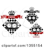 Poster, Art Print Of Chess Board And Game Clock Design Elements