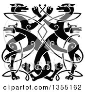 Clipart Of A Black Celtic Wild Dog Knot Royalty Free Vector Illustration