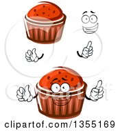 Clipart Of A Cartoon Face Hands And Cupcakes Royalty Free Vector Illustration
