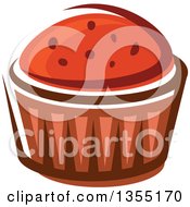 Clipart Of A Cartoon Cupcake With Chocolate Chips Royalty Free Vector Illustration