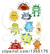 Poster, Art Print Of Cartoon Germs Viruses Or Monsters
