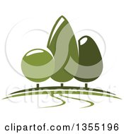 Clipart Of A Park With Green Shrubs Royalty Free Vector Illustration by Vector Tradition SM