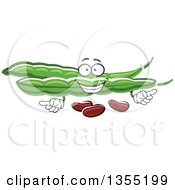 Poster, Art Print Of Cartoon Pea Pod And Beans Character