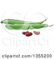 Poster, Art Print Of Cartoon Pea Pods And Beans