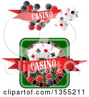 Casino Roulette Wheel Poker Chips And Playing Cards Designs