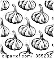 Clipart Of A Seamless Black And White Garlic Background Pattern Royalty Free Vector Illustration