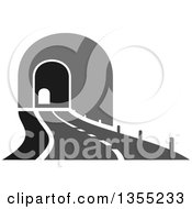 Clipart Of A Grayscale Road Leading To A Tunnel Royalty Free Vector Illustration