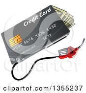 Clipart Of A Gray Gas Pump Credit Card With Cash Money Royalty Free Vector Illustration by Vector Tradition SM