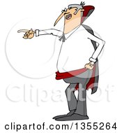 Clipart Of A Cartoon Angry Vampire Pointing To The Left Royalty Free Vector Illustration