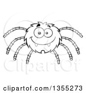 Poster, Art Print Of Cartoon Black And White Happy Spider