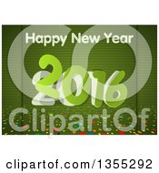 Clipart Of A Happy New Year 2016 Greeting Over Green Stripes And Colorful Dots Royalty Free Vector Illustration