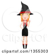 Poster, Art Print Of Full Length Red Haired Witch Waving