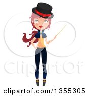 Full Length Red Haired Witch Holding A Magic Wand