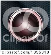 Clipart Of A 3d Music Speaker Over Perforated Metal Royalty Free Vector Illustration