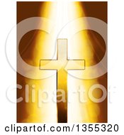 Poster, Art Print Of Heavenly Light Shining Down On A Mystic Gold Cross Over Flares
