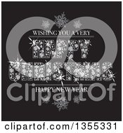 Poster, Art Print Of Bling Wishing You A Very Happy Christmas And Happy New Year Greeting Made Of Diamonds With Snowflakes On Black