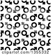 Clipart Of Seamless Background Pattern Of Black And White Male And Female Gender Symbols Royalty Free Vector Illustration