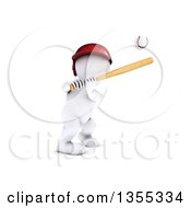 Poster, Art Print Of 3d White Man Baseball Player Batting On A White Background