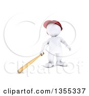 Poster, Art Print Of 3d White Man Baseball Player Batting On A White Background