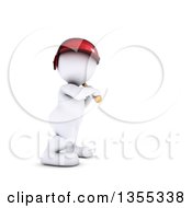 Clipart Of A 3d White Man Baseball Player Batting On A White Background Royalty Free Illustration by KJ Pargeter