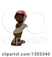 Clipart Of A 3d Brown Man Baseball Player Batting On A White Background Royalty Free Illustration by KJ Pargeter