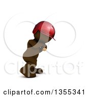 Poster, Art Print Of 3d Brown Man Baseball Player Batting On A White Background
