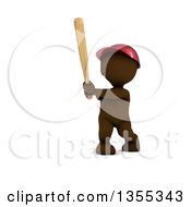 Clipart Of A 3d Brown Man Baseball Player Batting On A White Background Royalty Free Illustration