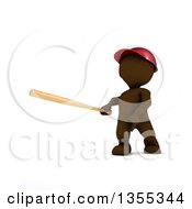 Clipart Of A 3d Brown Man Baseball Player Batting On A White Background Royalty Free Illustration