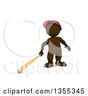 Poster, Art Print Of 3d Brown Man Baseball Player Batting On A White Background
