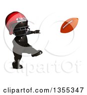 Clipart Of A 3d Reflective Black Man American Football Player Catching On A White Background Royalty Free Illustration