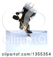 Clipart Of A 3d Reflective Black Man Ice Hockey Player On A White Background Royalty Free Illustration