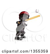 Clipart Of A 3d Reflective Black Man Baseball Player Batting On A White Background Royalty Free Illustration