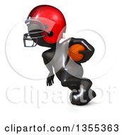 Poster, Art Print Of 3d Reflective Black Man American Football Player Running On A White Background