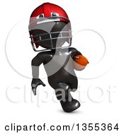 Clipart Of A 3d Reflective Black Man American Football Player Running On A White Background Royalty Free Illustration